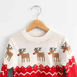 Kids Christmas Sweaters Unisex Knit Reindeers Red