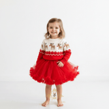 Kids Christmas Sweaters Unisex Knit Reindeers Red