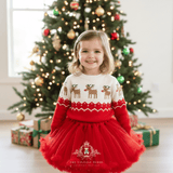 Kids Christmas Sweaters Unisex Knit Reindeers Red