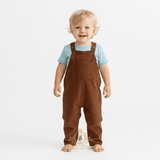 Boys Corduroy Overalls Pants Brown