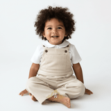 Boys Corduroy Overalls Pants Cream