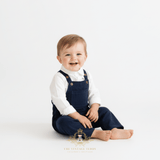 Boys Corduroy Overalls Pants Navy Blue