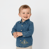 Boys Long Sleeve Button Down Shirt Denim Blue