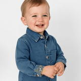 Boys Long Sleeve Button Down Shirt Denim Blue