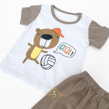 Boys T-Shirt & Shorts 2-Piece Matching Set Soccer Bear Goal!