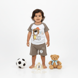 Boys T-Shirt & Shorts 2-Piece Matching Set Soccer Bear Goal!