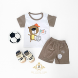 Boys T-Shirt & Shorts 2-Piece Matching Set Soccer Bear Goal!