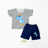 Boys T-Shirt & Shorts 2-Piece Matching Set Cool Dino Skater Dude