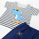Boys T-Shirt & Shorts 2-Piece Matching Set Cool Dino Skater Dude