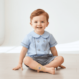 Boys Matching Set Shirt & Shorts 2-Piece Blue & Gray