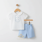 Boys Matching Set Shirt & Shorts 2-Piece White & Blue