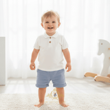 Boys Classic Polo Shirt & Shorts 2-Piece Matching Set White & Blue
