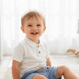 Boys Classic Polo Shirt & Shorts 2-Piece Matching Set White & Blue