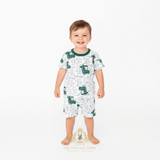 Boys white and green alligator 2-piece matching set toddler summer outfit boutique kids clothes