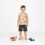 Boys T-Shirt & Shorts 2-Piece Matching Set Cars & Airplanes