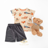 Boys T-Shirt & Shorts 2-Piece Matching Set Cars & Airplanes
