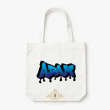 Boys Custom Personalized Canvas Tote Bags Child's Name Graffiti Drip