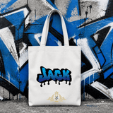 Boys Custom Personalized Canvas Tote Bags Child's Name Graffiti Drip