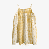 Girls Floral & Gingham Patchwork Bohemian Sun Dress Yellow