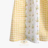 Girls Floral & Gingham Patchwork Bohemian Sun Dress Yellow