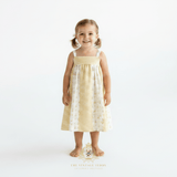 Girls Floral & Gingham Patchwork Bohemian Sun Dress Yellow