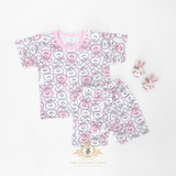 Girls T-shirts & Shorts 2-Piece Matching Set Pink & White Bunny