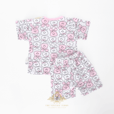 Girls T-shirts & Shorts 2-Piece Matching Set Pink & White Bunny