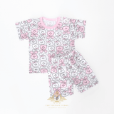 Girls T-shirts & Shorts 2-Piece Matching Set Pink & White Bunny