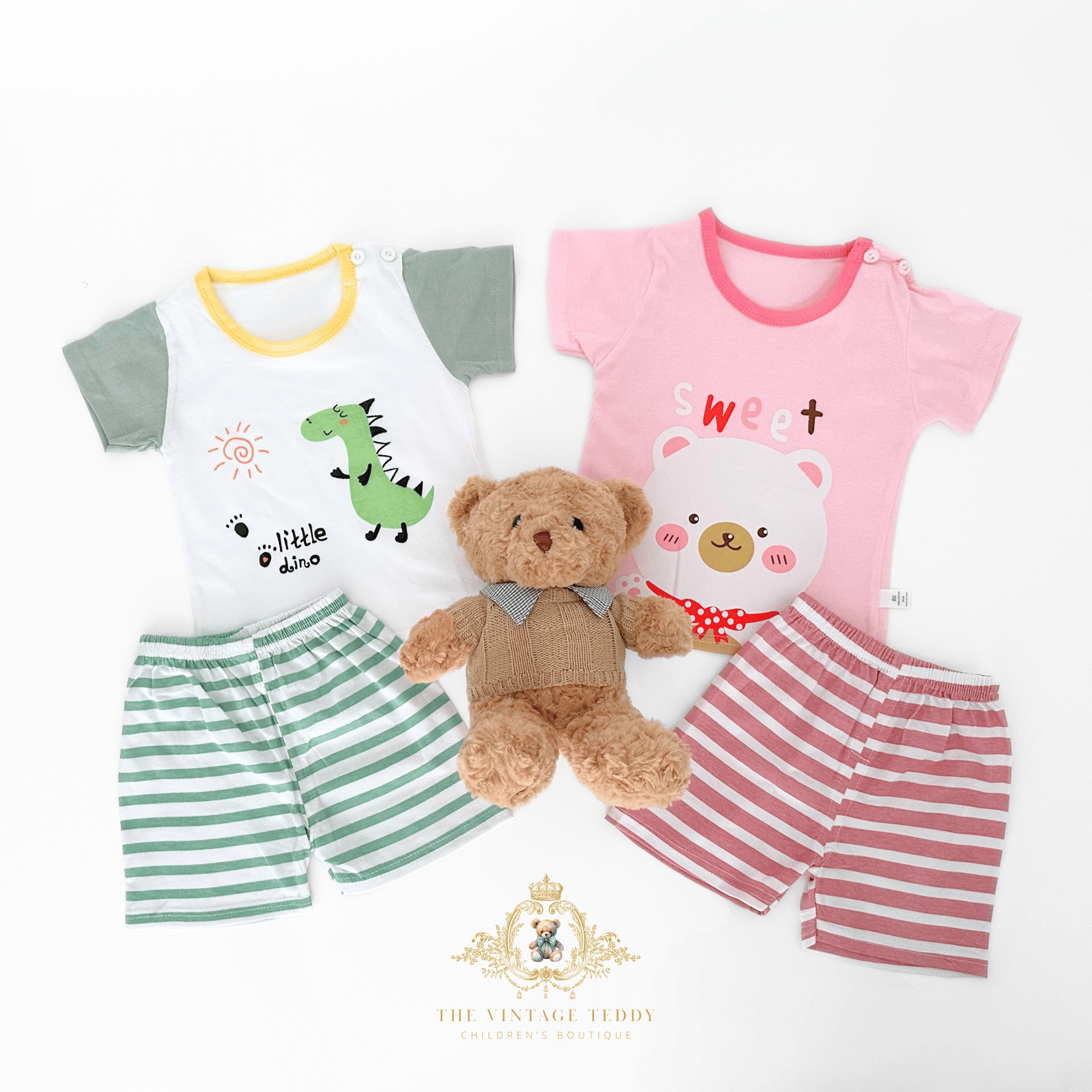 Boys and girls matching sets Little Dino & Sweet Bear toddler sibling outfits kids boutique clothes