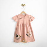 Girls Embroidered Patchwork Dress Appliqué Bunny Duck Butterfly & Flower