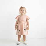 Girls Embroidered Patchwork Dress Appliqué Bunny Duck Butterfly & Flower
