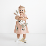 Girls Embroidered Patchwork Dress Appliqué Bunny Duck Butterfly & Flower