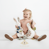Girls Embroidered Patchwork Dress Appliqué Bunny Duck Butterfly & Flower