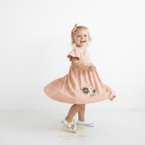 Girls Embroidered Patchwork Dress Appliqué Bunny Duck Butterfly & Flower