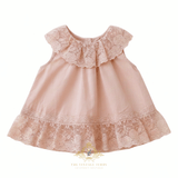 Girls Embroidered Lace Bib Collar Sleeveless Blouse Bohemian Blush