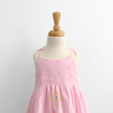 Girls Eyelet Embroidered Lace Dress Bohemian Bubble Gum Pink