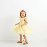 Girls Eyelet Embroidered Lace Ruffled Sun Dress Sunshine Yellow