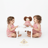 Girls Matching Set Blouse & Shorts Eyelet Embroidered Lace Blush