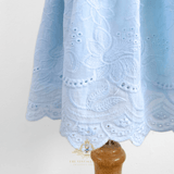 Girls Eyelet Embroidered Lace Ruffled Sun Dress Sky Blue