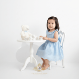 Girls Eyelet Embroidered Lace Ruffled Sun Dress Sky Blue