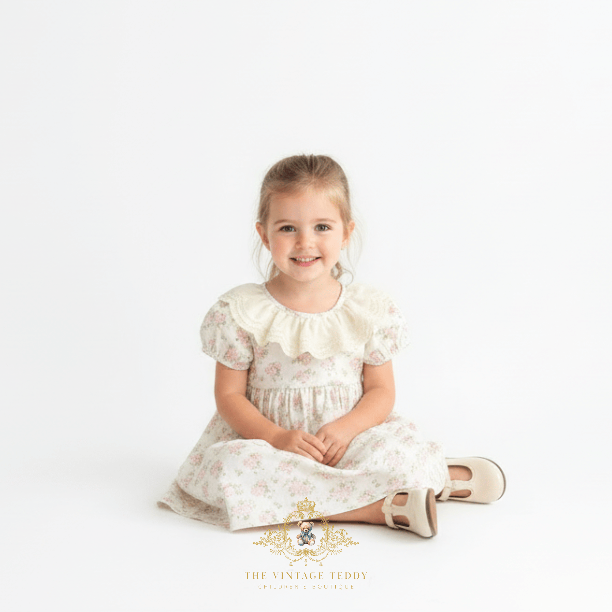 Girls Embroidered Lace Bib Collar Floral Dress Kids | The Vintage Teddy Girls Embroidered Lace Bib Collar Floral Dress Kids | The Vintage Teddy
