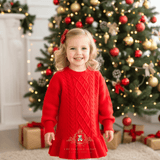 Girls Knit Sweater Dress Long Sleeve Christmas Red