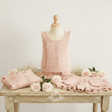 Girls Knit Top & Shorts Kids Matching Set Peach