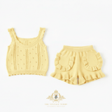 Girls Knit Top & Shorts Kids Matching Set Yellow