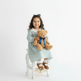 Girls Long Sleeve Eyelet Embroidered Lace Bib Collar Dress Plaid