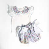 Girls Top & Bubble Shorts Matching Set 2-Piece Spring Floral
