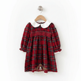 Girls Smocked Holiday Long Sleeve Dress Plaid