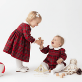 Girls Smocked Holiday Long Sleeve Dress Plaid