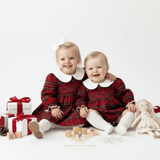 Girls Smocked Holiday Long Sleeve Dress Plaid