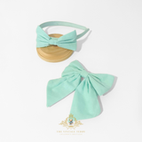 Girls Sailor Dress & Hair Bow Accessories Set Nautical Sleeveless Aqua